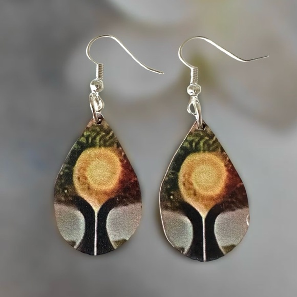 Jewelry - ⭐️ 5 for $25 Bohemian Wood Abstract Teardrop Hoop Fashion Earrings
